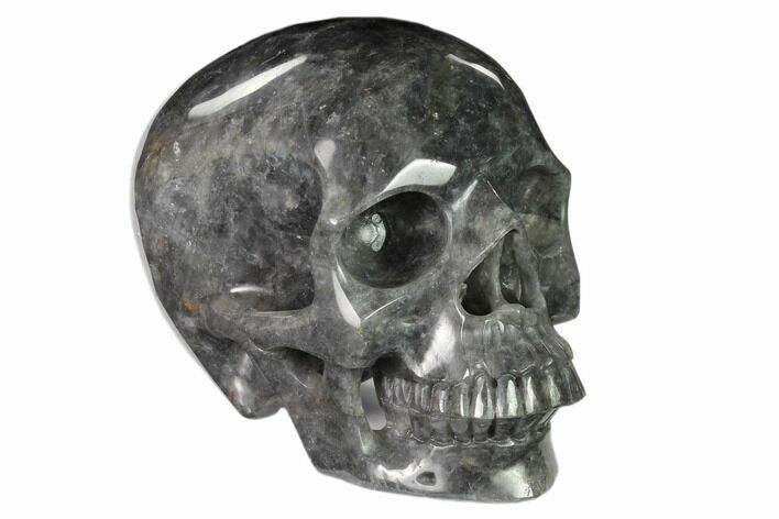 Carved, Grey Smoky Quartz Crystal Skull #150887